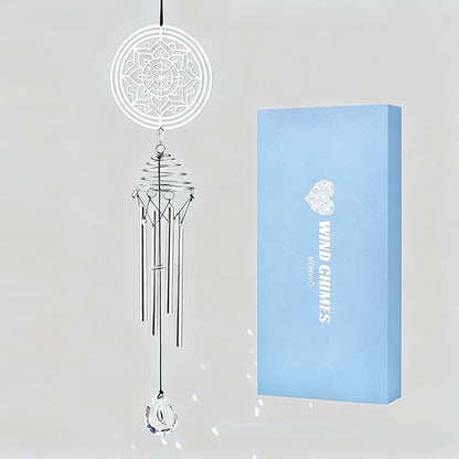 Meditation Mandala Wind Chimes with Sun Catcher - Healing Gifts & Stress Relief for Anxiety, Relaxing Self-Care Gift for Home Decor, Outdoor Patio, Yoga Space