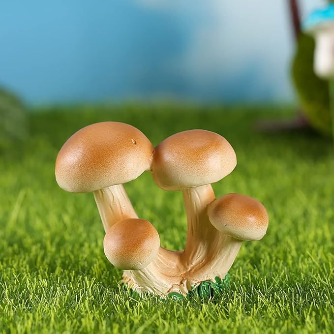 DIYOMR Creative Resin Mushroom Series Fairy Garden Accessories,Mushrooms Figurines Craft Indoor Outdoor Decor for Home DIY Windowsill Tabletop Garden Micro Landscape Decor Bonsai Ornaments, 4Pcs