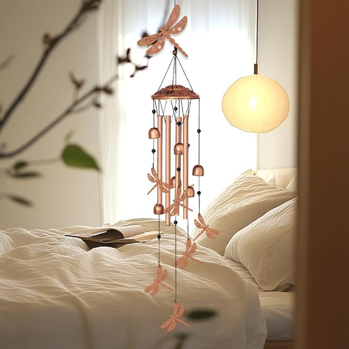 ORIGACH Dragonfly Wind Chimes for Outside Metal Dragonfly Wind Chime Birthday Gifts Memorial Gifts for Women Men Mom Grandma Wife Friends Wind Chimes for Outdoor, Indoor, Home and Garden Decorations