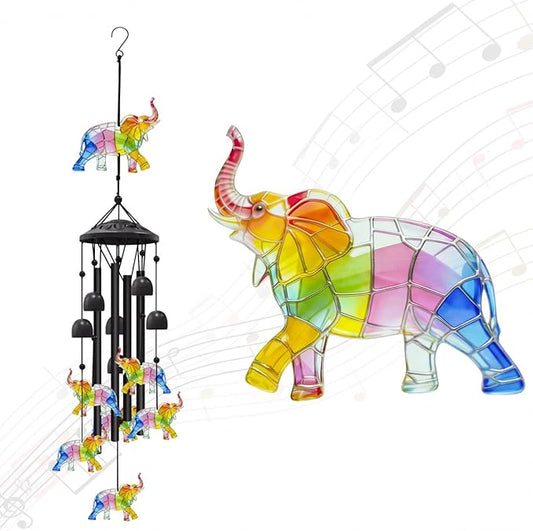 35.4" Elephant Wind Chimes for Outside, Metal Windchimes, Elephants Wind Chime Garden Decor, Mothers Day Birthday Memorial Gifts for Mom Grandma Wife, Durable Outdoors Decor