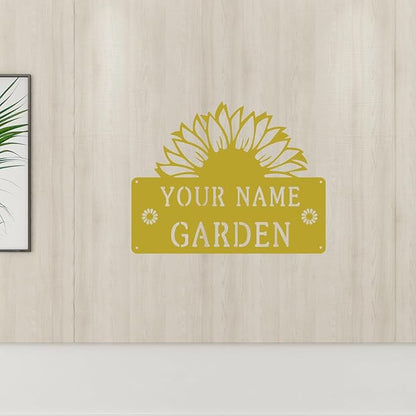 CFC0121323 Sunflower Metal Signs, Flowers Garden Plaque for Mom Grandma,Custom name Metal Garden Signs Outdoor Decor,Rustic Decorations for She Shed, Potting Shed, Housewarming Gifts