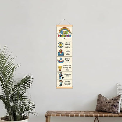 Gods Promises Banner, Church Banner, Christian Rustic Hanging Door Flag, Farmhouse Decorations Outdoor Indoor, Church Activity Decor, Bible Lesson, Scripture and Words Decorations