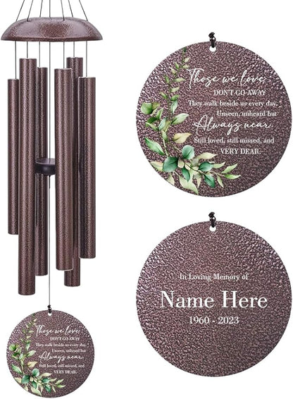 Sympathy Wind Chimes, Personalized Wind Chime for Loss of Loved Father/Mother/Lover, Commemorative Sympathy Bereavement Condolences Gifts for Funeral 36inch (Produced in USA)