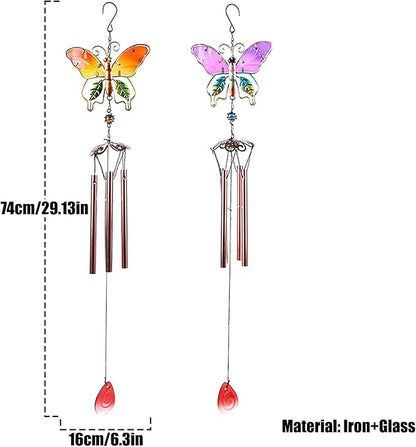 Butterfly Wind Chimes, Colorful Wind Chimes for Outside Creative Painted Metal Wind Chime Decorative Wind Chime for Outdoor Patio Corridors Inside Home Decor Living Room (Purple - Long)