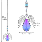 HDCRYSTALGIFTS 14'' Crystal Guardian Angel Suncatcher Rainbow Crystal Prisms Sun Catcher for Home Window Garden Hanging Decor Glass Angel Ornaments for Christmas Tree