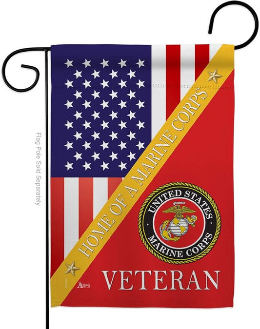 Home of Marine Corps Garden Flag - Armed Forces USMC Semper Fi United State American Military Veteran Retire - House Decoration Banner Small Yard Gift Double-Sided Made In USA 13 X 18.5, Thick Fabric
