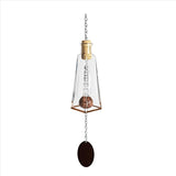Blue Ridge Mountain Gifts Pyramid Bottle Wind Chime for Garden & Porch Decor w/Cooper Accent, Stained Wooden Ball, & Colorful Glass Bottles - Ideal for Wind Chime Lovers (Clear)