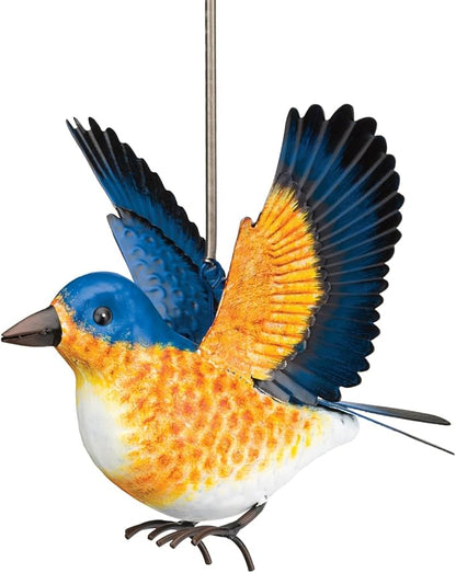 Regal Art & Gift Bird Bouncie - Bird Garden Decor Outdoor Metal Bird Hanging Ornament for Yard Patio Lawn - Blue Bird