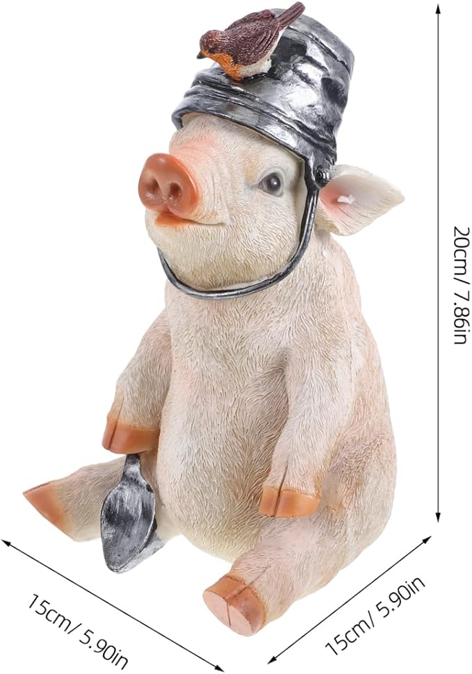 Decorative Lights Garden Landscape Ornament Pig Statue Ornament Garden Adornment Courtyard Resin Adorn Resin Statue Pig Statue Adorn Craft Ornament Adornment