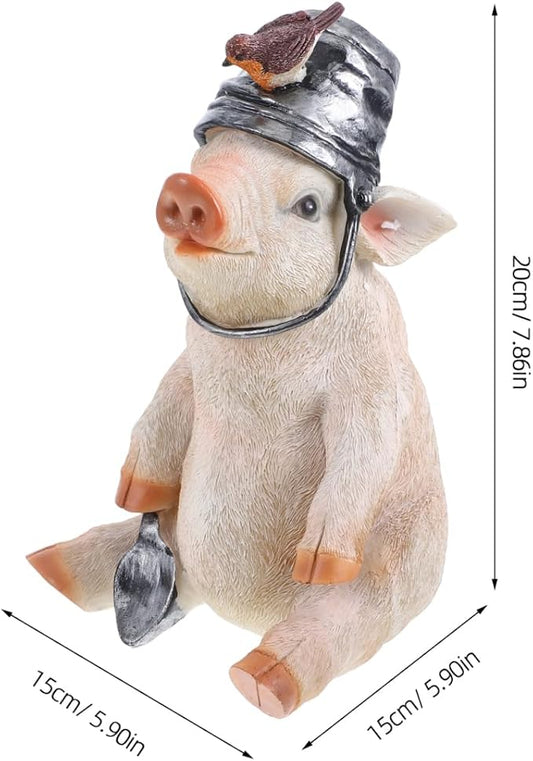 Decorative Lights Garden Landscape Ornament Pig Statue Ornament Garden Adornment Courtyard Resin Adorn Resin Statue Pig Statue Adorn Craft Ornament Adornment