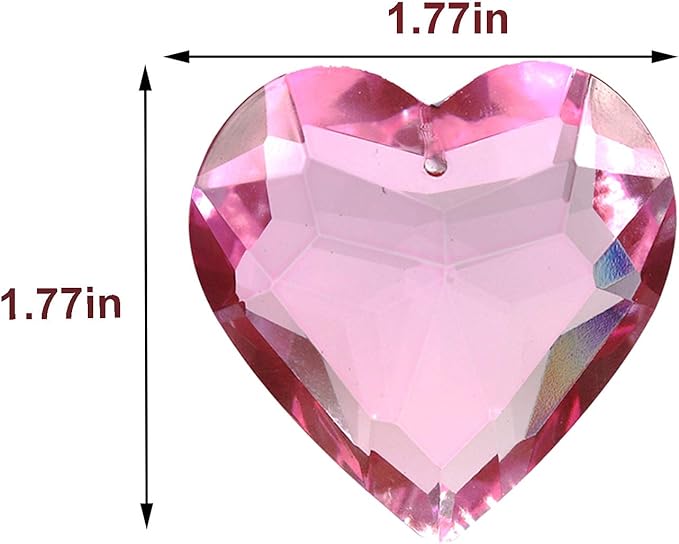 Together-life 2 Pack Heart Crystal Ball Prism Pendant, Clear Glass Crystal Suncatcher Rainbow Maker for Window, Indoor Outdoor Garden Hanging Décor(Pink)