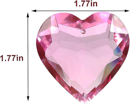 Together-life 2 Pack Heart Crystal Ball Prism Pendant, Clear Glass Crystal Suncatcher Rainbow Maker for Window, Indoor Outdoor Garden Hanging Décor(Pink)