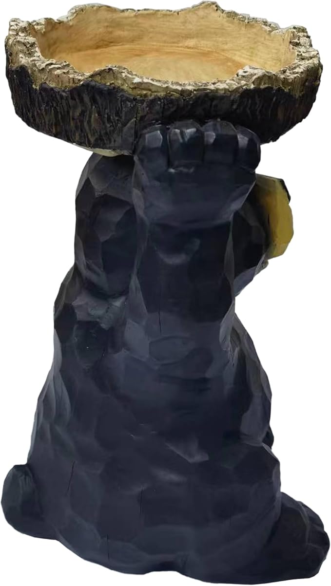 Hi-Line Gift Ltd Sitting Bear Holding Bird Bath Garden Decor