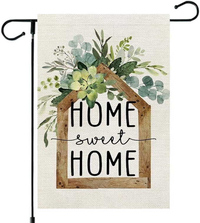 AACORS Eucalyptus Garden Flag 12×18 Inchl Floral Home Sweet Home Decorative Double Sided Holiday Farmhouse Seasonal Outside Decor for Yard AG031