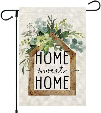 AACORS Eucalyptus Garden Flag 12×18 Inchl Floral Home Sweet Home Decorative Double Sided Holiday Farmhouse Seasonal Outside Decor for Yard AG031