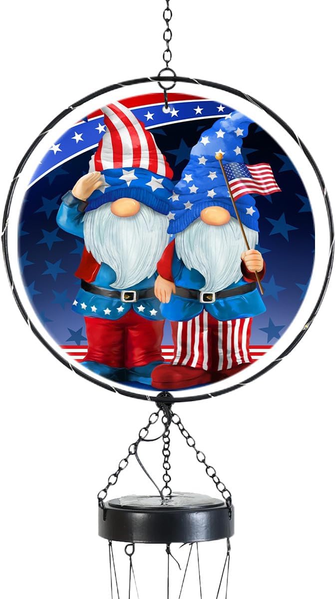 Briarwood Lane Patriotic Gnomes Illuminated Wind Chime
