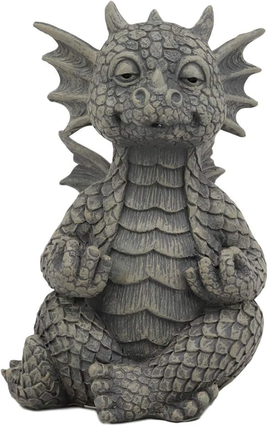Ebros Whimsical Meditating Dragon Fists Inner Qi Strength Power Statue 5" Tall Faux Stone Resin Finish Fantasy Animated Dungeons and Dragons Welcome Guest Greeter Decor Figurine