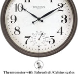 13" Maison in/Outdoor Clock with Thermometer, 2 in One Weather Station - Gray Oak Finish (Weather Thermometer/Wall Decoration)