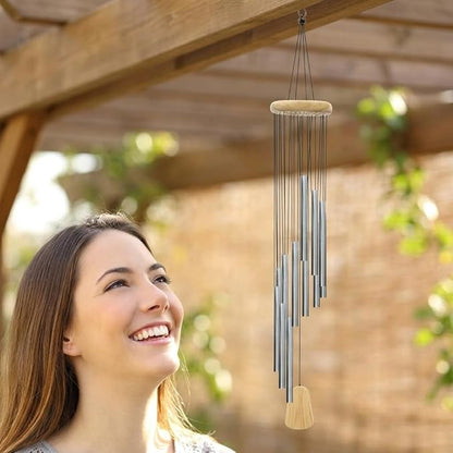 Wind Chimes for Outside with 12 Aluminum Tubes Wind Bells, 23 Inches Melody Windchimes Outdoors for Farmhouse Garden Patio Home Decor (Gold)