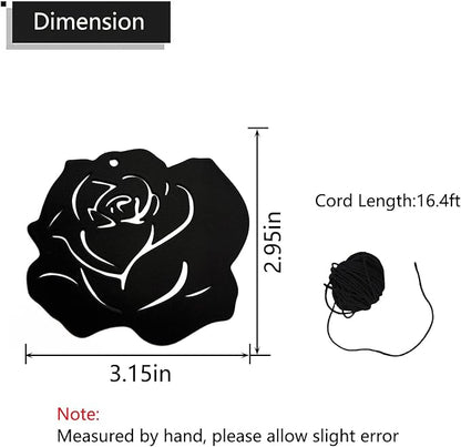 Replacement Wind Catcher, Wind Chime Sail Replacement with 16.4FT Nylon Cord, Metal Wind Chime Parts Replacement for Sympathy Wind Chimes and Wind Bells, Black Rose