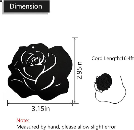 Replacement Wind Catcher, Wind Chime Sail Replacement with 16.4FT Nylon Cord, Metal Wind Chime Parts Replacement for Sympathy Wind Chimes and Wind Bells, Black Rose