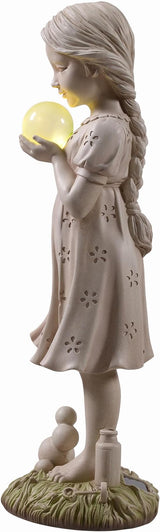 Hi-Line Gift Ltd. Girl Holding Bubble Lighted Garden Statue Solar Powered LEDs