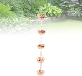 Hanging Rain Chain Copper, 1m Weatherproof Yard Rain Catcher Chain - Elegant Floral Design, Rust, Easy Installation for Garden and Temple (Flower Shaped)