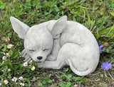 Cute Chihuahua Statue Concrete Dog Figurine Pet Memorial Decor Stone Chihuahua Sculpture Outdoor Statues Garden Ornament