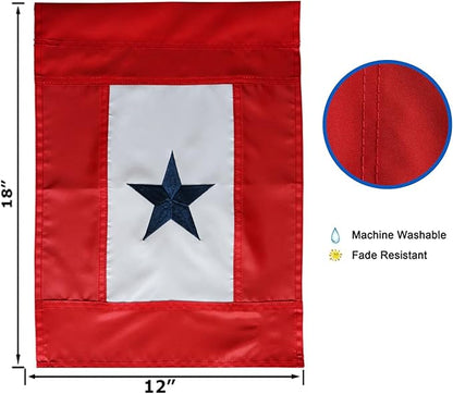 Heavy Duty Military Service Garden Flag Embroidered One Blue Star 12.5×18''-Longest Lasting Oxford Nylon 210D | Army Navy Marine Corps USA Family Member On Service Decoration Gift Yard House Banner
