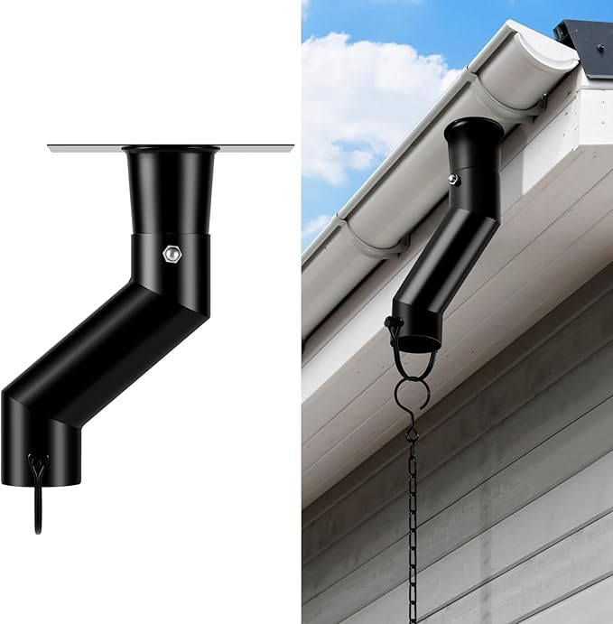 Tfro & Cile Rain Chain Gutter Adapter Black Installation Suit for Gutter Downspout Outlet