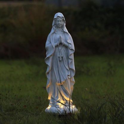 EROMMY 30.7 Inch Virgin Mary Praying Statue Outdoor Garden Religious Sculpture Magnesium Oxide Mary Statue for Yard Patio Lawn Home Entryway Hallway Decor (White)