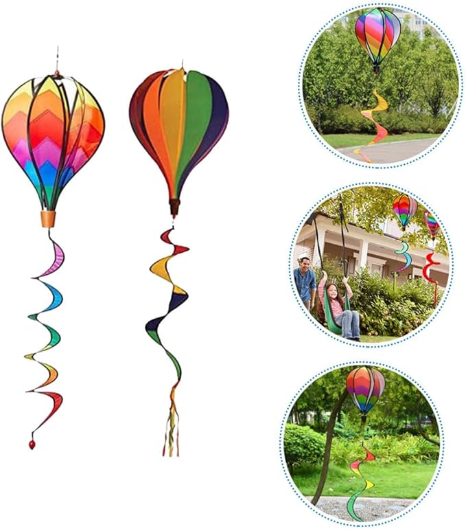 ORFOFE 2Pcs Hot Air Balloon Wind Spinners Garden Decorations Durable Art Easy to Install Outdoor Decor for Lawn and Patio Eye Catching Hanging Ornaments