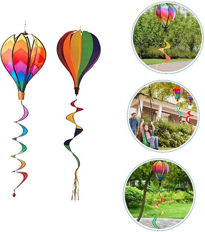 ORFOFE 2Pcs Hot Air Balloon Wind Spinners Garden Decorations Durable Art Easy to Install Outdoor Decor for Lawn and Patio Eye Catching Hanging Ornaments