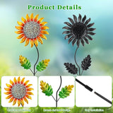 Garden Decor for Outside,Metal Sunflower Garden Stakes Lawn Ornaments Decorative Spring Decor 4 Pcs,Yard Art for Outdoor Lawn Patio Pot Decoration
