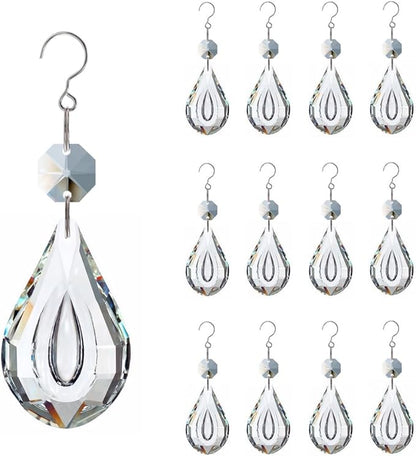 12pcs Crystal Suncatchers, Hanging Crystals Chandelier Prisms for Windows, Rainbow Maker Home Decoration
