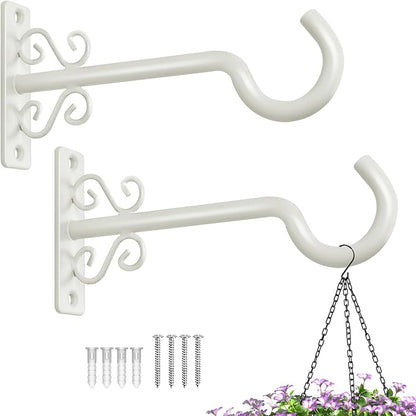 BOLITE Plant Hangers, 6 Inch Hanging Plant Brackets Outdoor or Indoor, Wall Hooks for Hanging Hummingbird Feeders, Bird Feeders, Planters, Lantern, Wind Chime, 2 Pack, Retro White, Gifts for Women Men