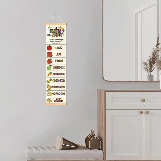 The Fruits of the Spirit Banner, Church Banner, Christian Rustic Hanging Door Flag, Farmhouse Decorations Outdoor Indoor, Church Activity Decor, Bible Lesson, Scripture and Words Decorations