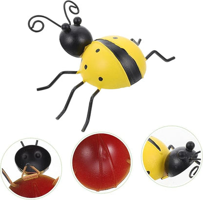 ORFOFE 3pc Iron Ladybug Ornaments Adorable Garden Statues for Outdoor Bright Decoration for Home Patio and Landscape Fun Friendly Design