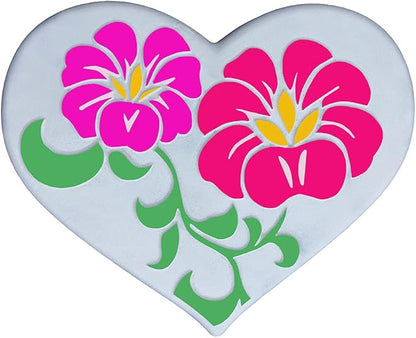 AUTUMN Heart with Flowers Stepping Stone Mold, Concrete Cement Mold, Stepping Stones for Garden Walkway, DIY Walkway Stepping Stones, Heart Statue for Garden, Heart Garden Decor Mold
