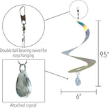 In the Breeze 9154 — 8-inch Iridescent Tear Drop Curlie with Crystal Spinner — Suncatcher Wind Spinner for Yards and Gardens with Plastic Crystal, Humane Animal Deterrent…