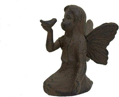 HomeOffice Small Cast Iron Playful Fairy Garden Statue Angel Pixie Fairy