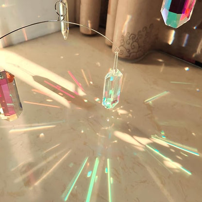 DIY Crystal Sun Catcher Wind Chime, Hanging Prisms Rainbow Maker Suncatcher for Home and Garden Decoration (FL-AB76-6CT)