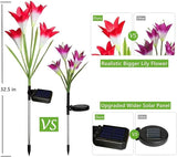 ANGMLN 4 Pack Solar Flower Lights,16 Bigger Head Solar Lily Flowers, 7 Color Changing Pathway Lights for Garden Patio Yard Outdoor Garden Stake Decoration (Purple2&White1&Pink1)