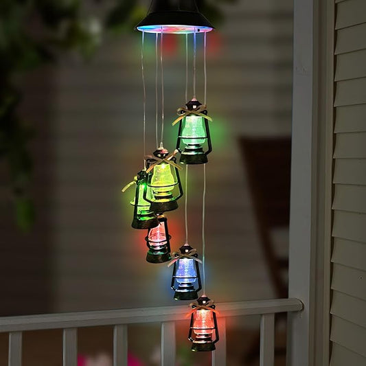 Solar Wind Chime for Outside,Color Changing Solar Lights Windchime Outdoor,Hanging Lantern Decoraition for Patio,Porch,Yard,Dangler Mobiles