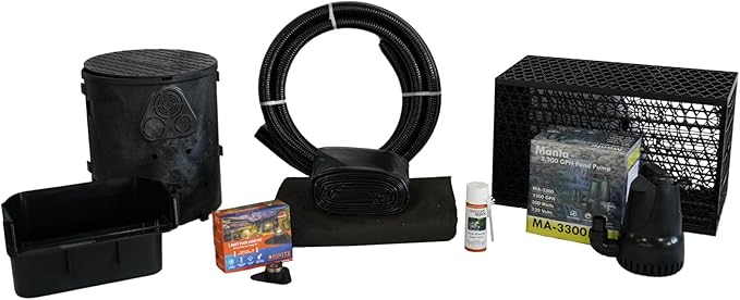 HALF OFF PONDS Savio Pond Free 3300 Waterfall Kit with MatrixBlox, with 10 ft by 25 ft PVC Liner and 3,300 GPH Manta Series Submersible Pump - PVCPSSB0
