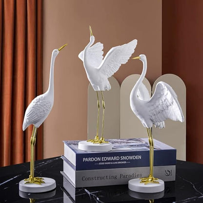 Milisten Outdoor Decor 1pc Garden Crane Statues Resin Crane Figurines Heron Sculptures Bird Statues Lawn Ornaments for Backyard Pond Patio Porch Outside Decor