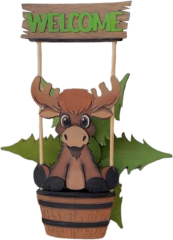 Animal Wind Garden Metal Sculpture Outdoor Art for Yard Patio (Beige, 30CM)