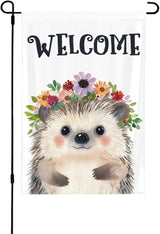 Hedgehog Painting Garden Flags 12×18 Inch Double Sided Decorative Yard Banner Seasonal Flag for Outdoor Outside Decor
