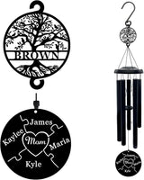 Personalised 37” Tree of Life Outdoor Wind Chimes Engraved With Child's Name, Mothers Day Gifts,Gifts for Mom from Daughter, Son - Birthday Gifts, Thank You Gifts for Mom
