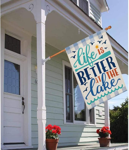 AVOIN colorlife Life Is Better At The Lake House Flag 28x40 Inch Double Sided Outside, Lakeside Holiday Yard Outdoor Decoration